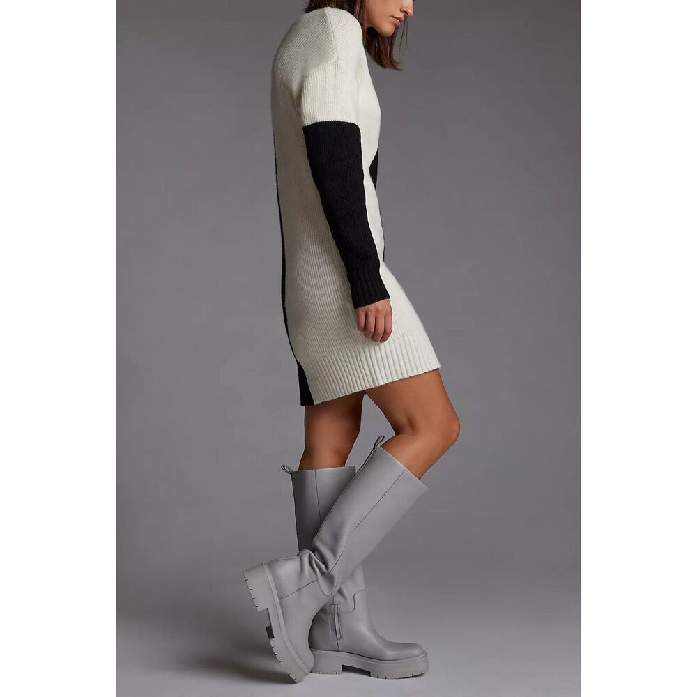 Sam Edelman Larina Pebble Grey Tall Leather Platform Knee Boots Size 7 NIB